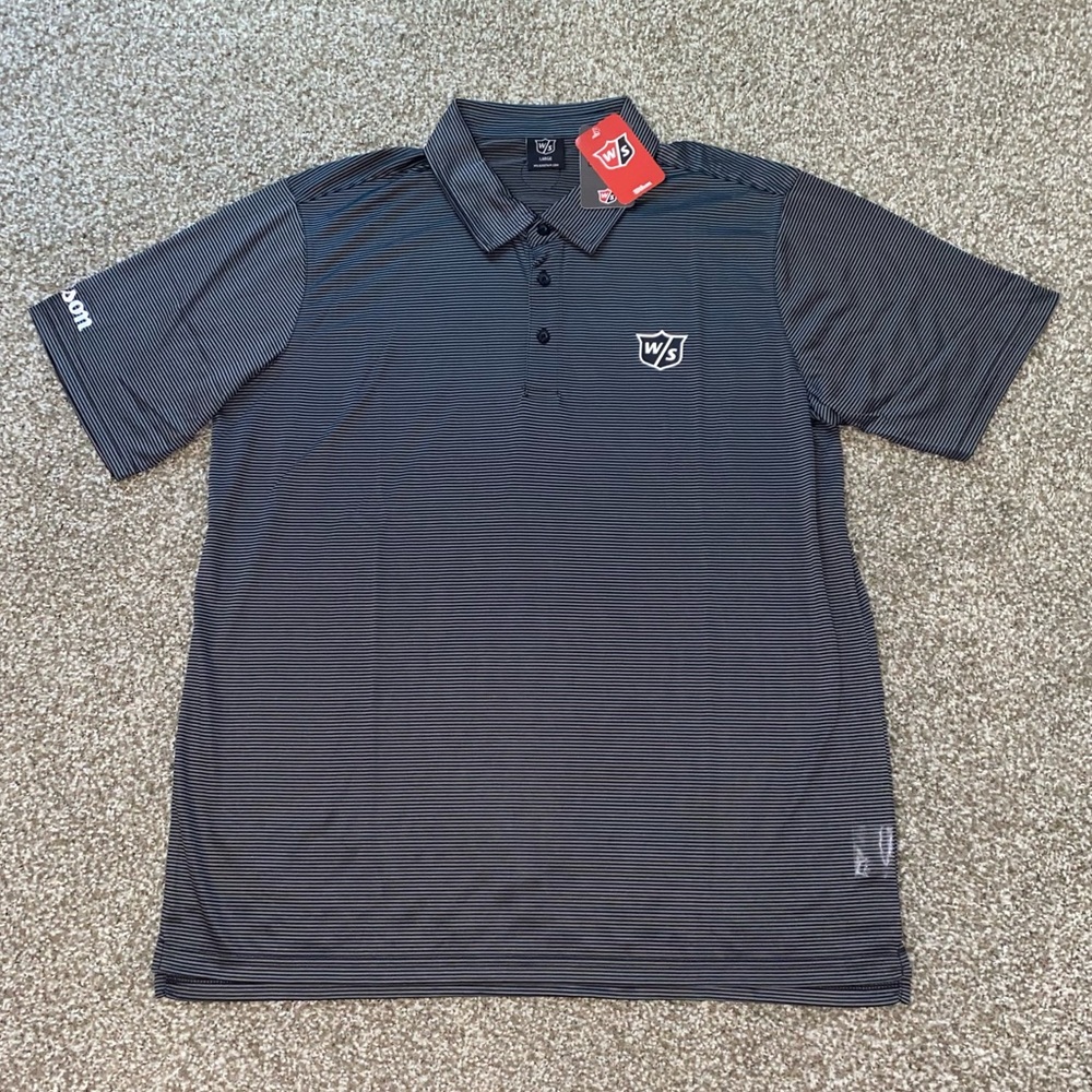 NWT Wilson Staff Mens Stripe Polo Black